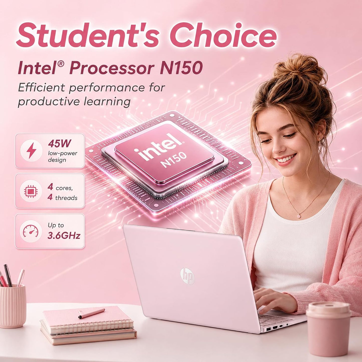 HP 14" Laptop 2026 Edition, Intel Processor, 8GB RAM, 256GB SSD | Copilot AI, Long Battery Life, Lightweight 3.11 lbs, Microsoft 365 included, Windows 11 for Students & Office, 5 in 1 HUB Natural Silver